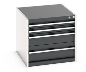 Cabinet consists of 2 x 75mm, 1 x 150mm and 1 x 200mm high drawers 100% extension drawer with internal dimensions of 525mm wide x 625mm deep. The drawers... For Static Framework Benches only